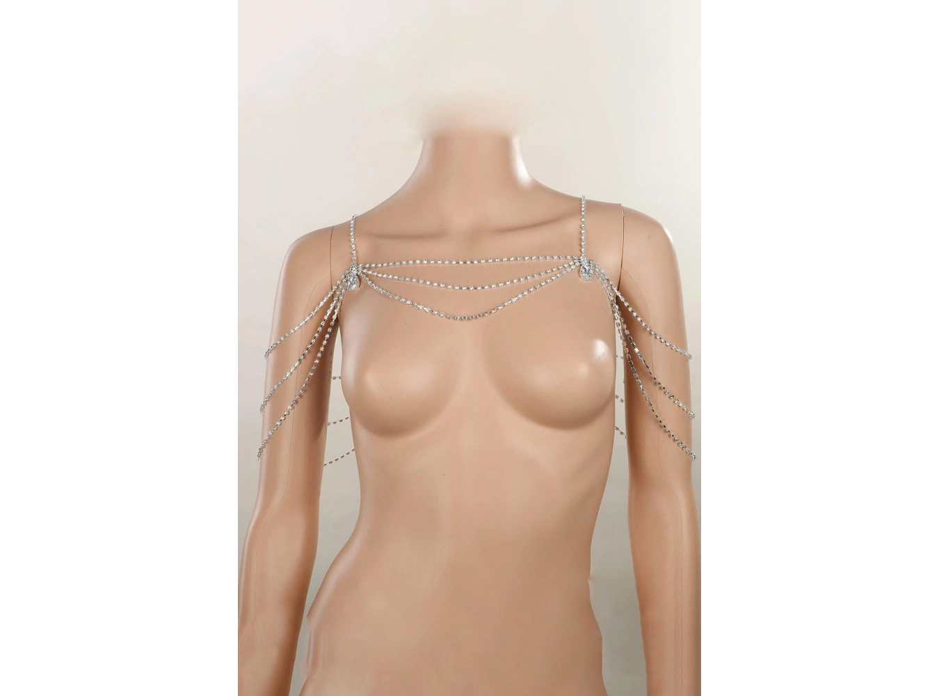 Gümüş Renk Taş Detaylı Tasarım Vücut Aksesuar