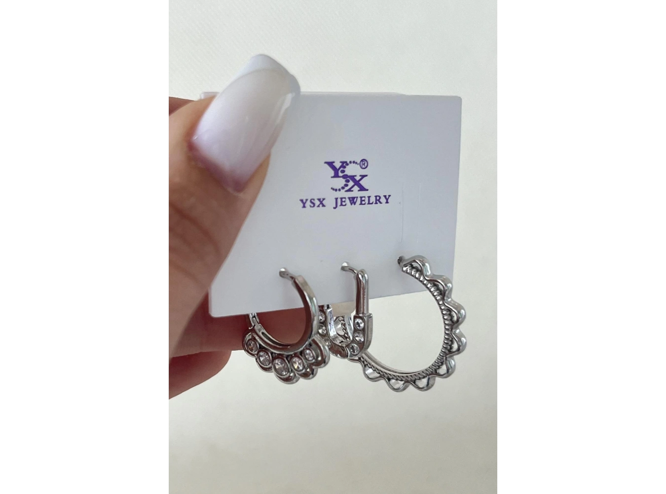 Gümüş Renk Taş Detaylı VİP 3lü YSX Halka Küpe Set