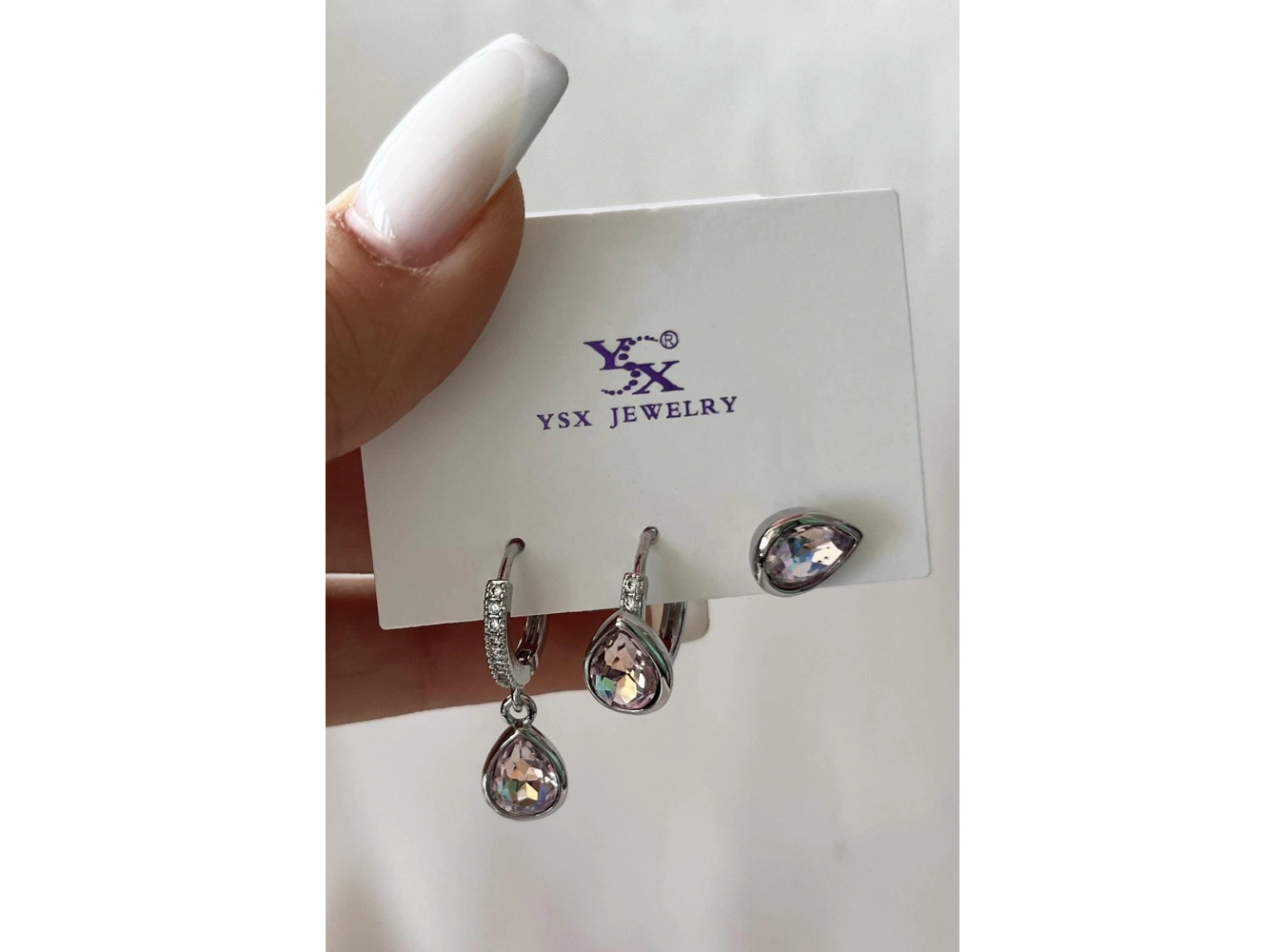 Gümüş Renk Taş Detaylı VİP 3lü YSX Küpe Set