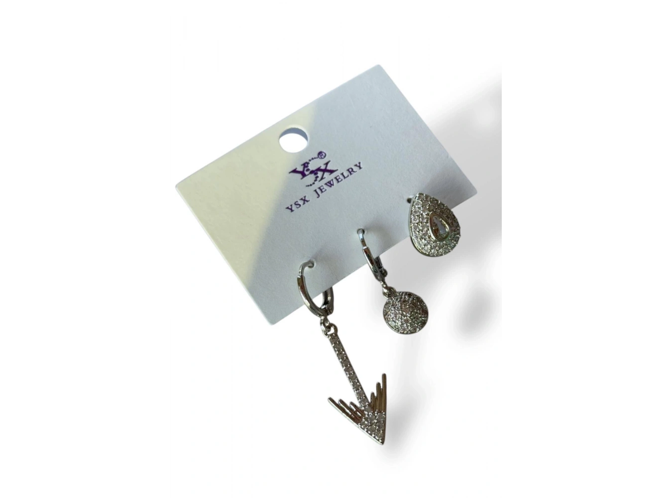 Gümüş Renk Taş Detaylı VİP 3lü YSX Küpe Set