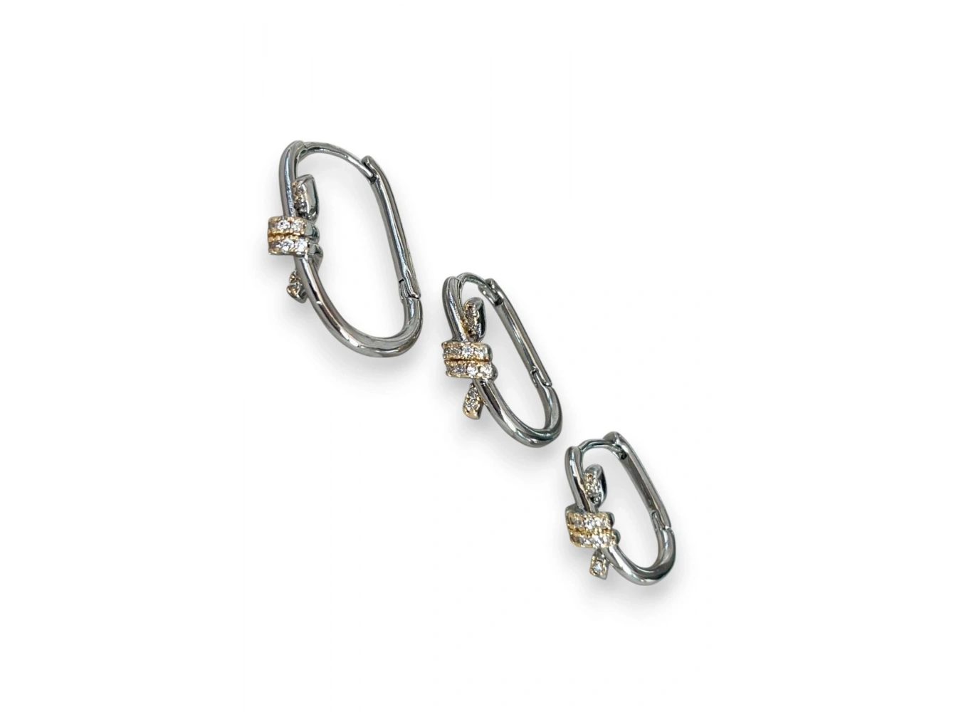 Gümüş Renk Taş Detaylı VİP 3lü YSX Küpe Set