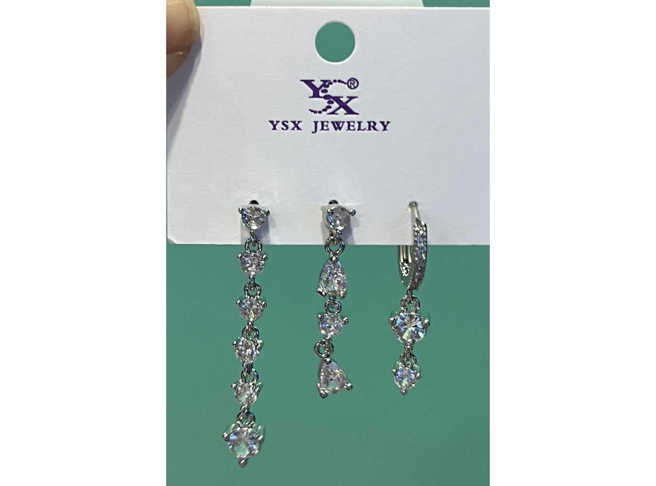 Gümüş Renk Taş Detaylı VİP 3lü YSX Küpe Set