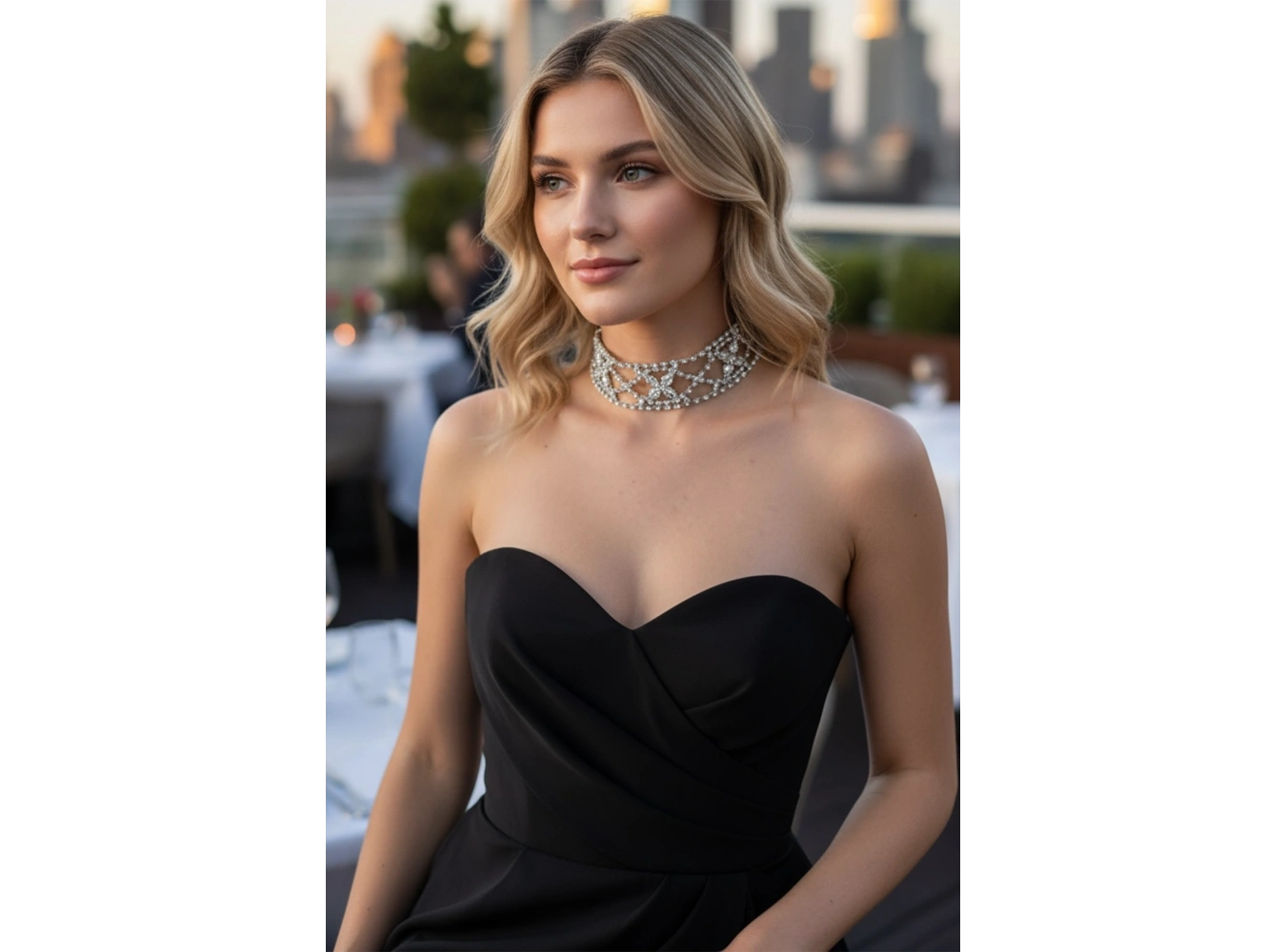 Gümüş Renk Taş Detaylı VİP Tasarım Kolye