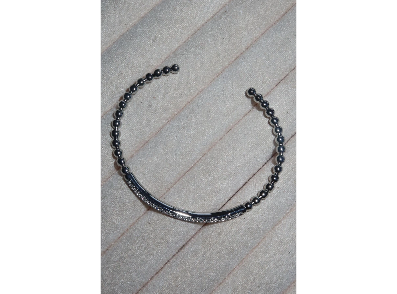 Gümüş Renk Taş Detaylı VİP YSX Kelepçe Bileklik