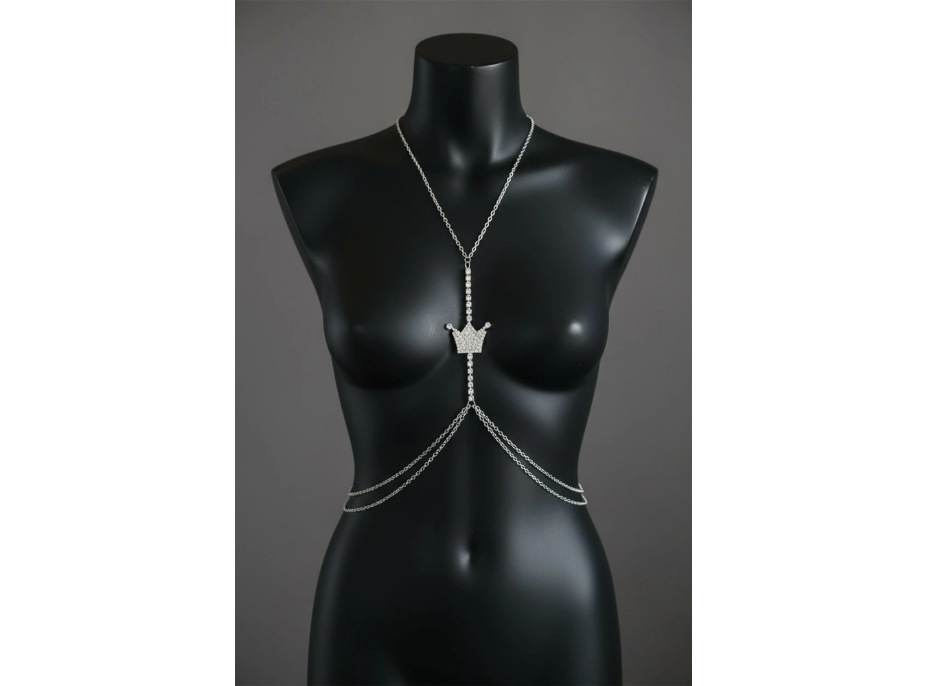 Gümüş Renk Taş Detaylı Vücut Aksesuarı