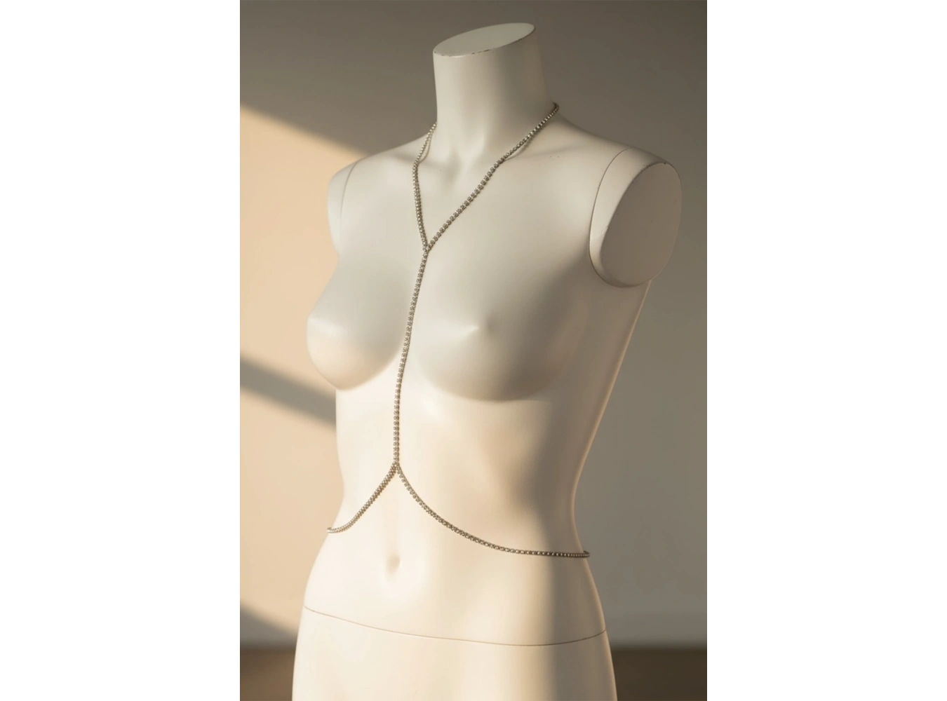 Gümüş Renk Taş Detaylı Vücut Aksesuarı