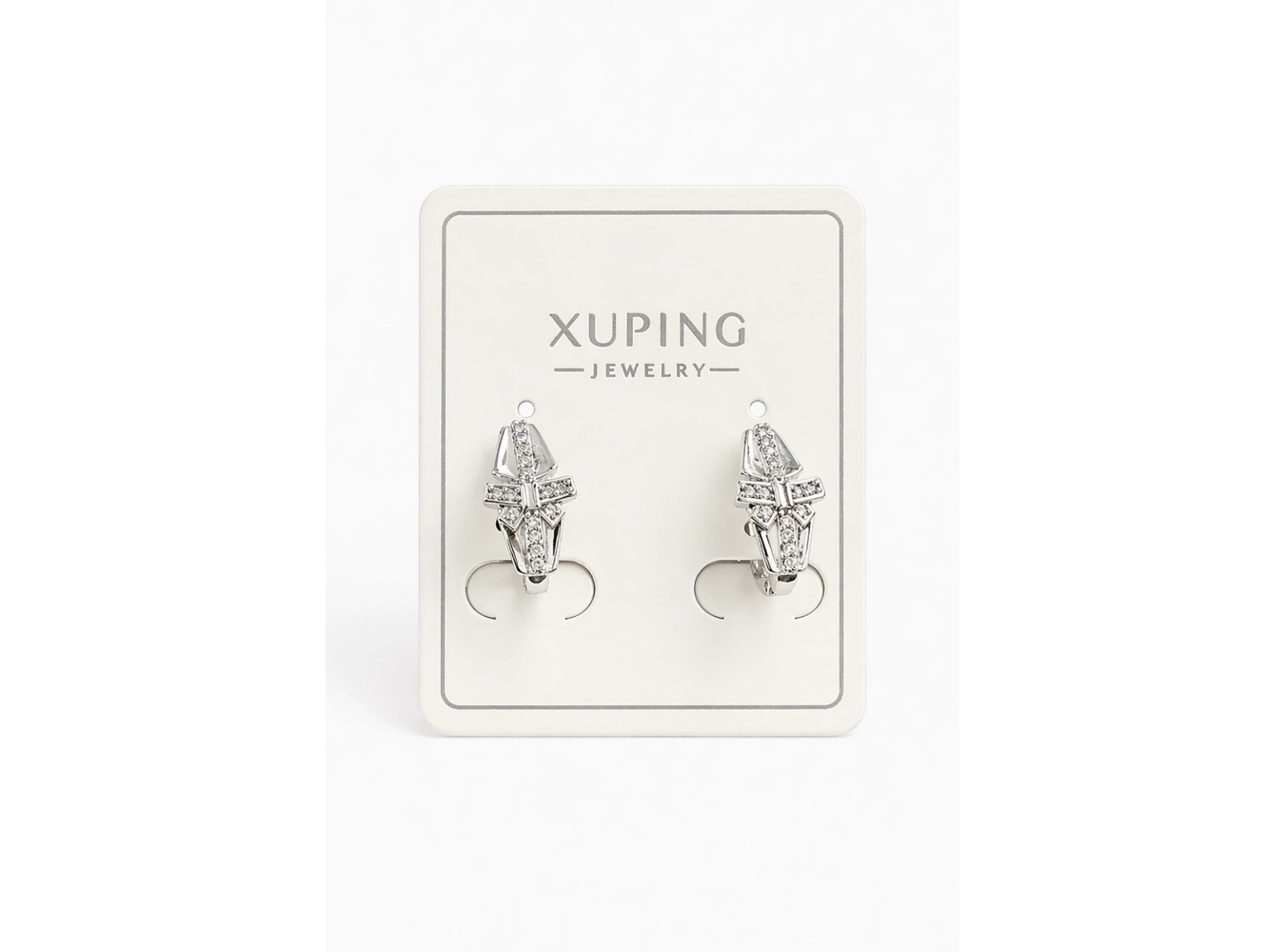 Gümüş Renk Taş Detaylı Xuping Küpe (Çift)