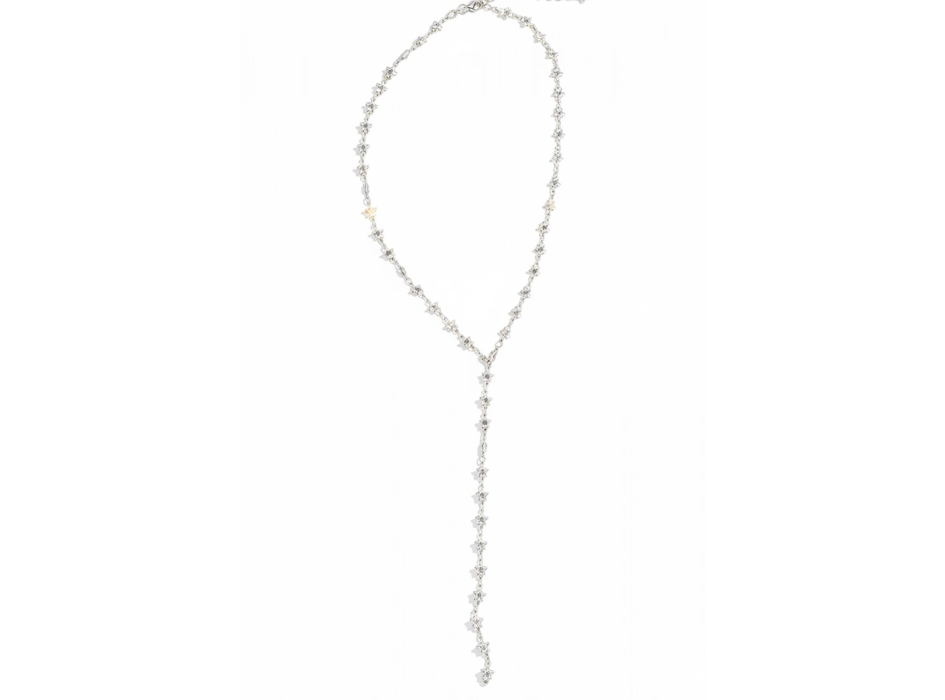 Gümüş Renk Taş Detaylı Yıldız Figürlü Y Kolye