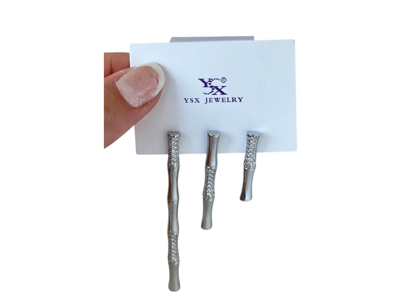 Gümüş Renk Taş Detaylı YSX Küpe 3lü