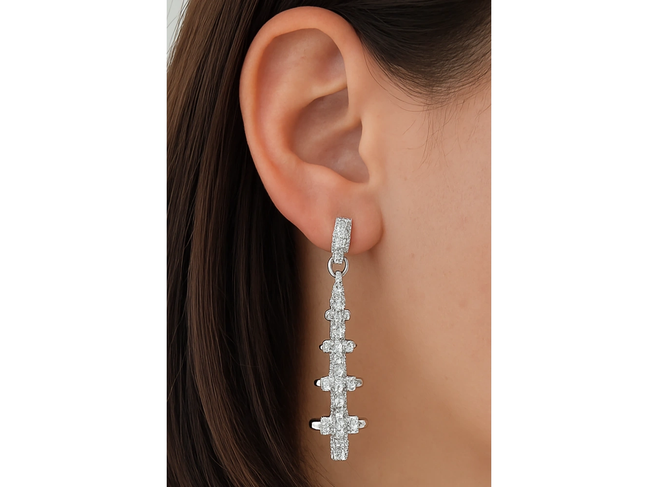 Gümüş Renk Taş Detaylı YSX Küpe (Çift)