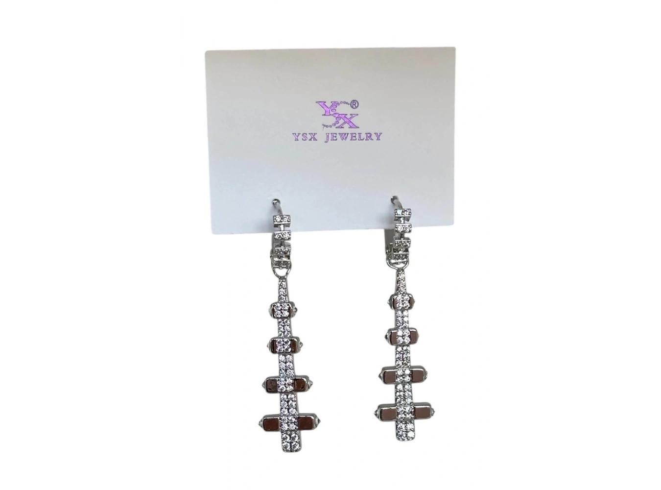 Gümüş Renk Taş Detaylı YSX Küpe (Çift)