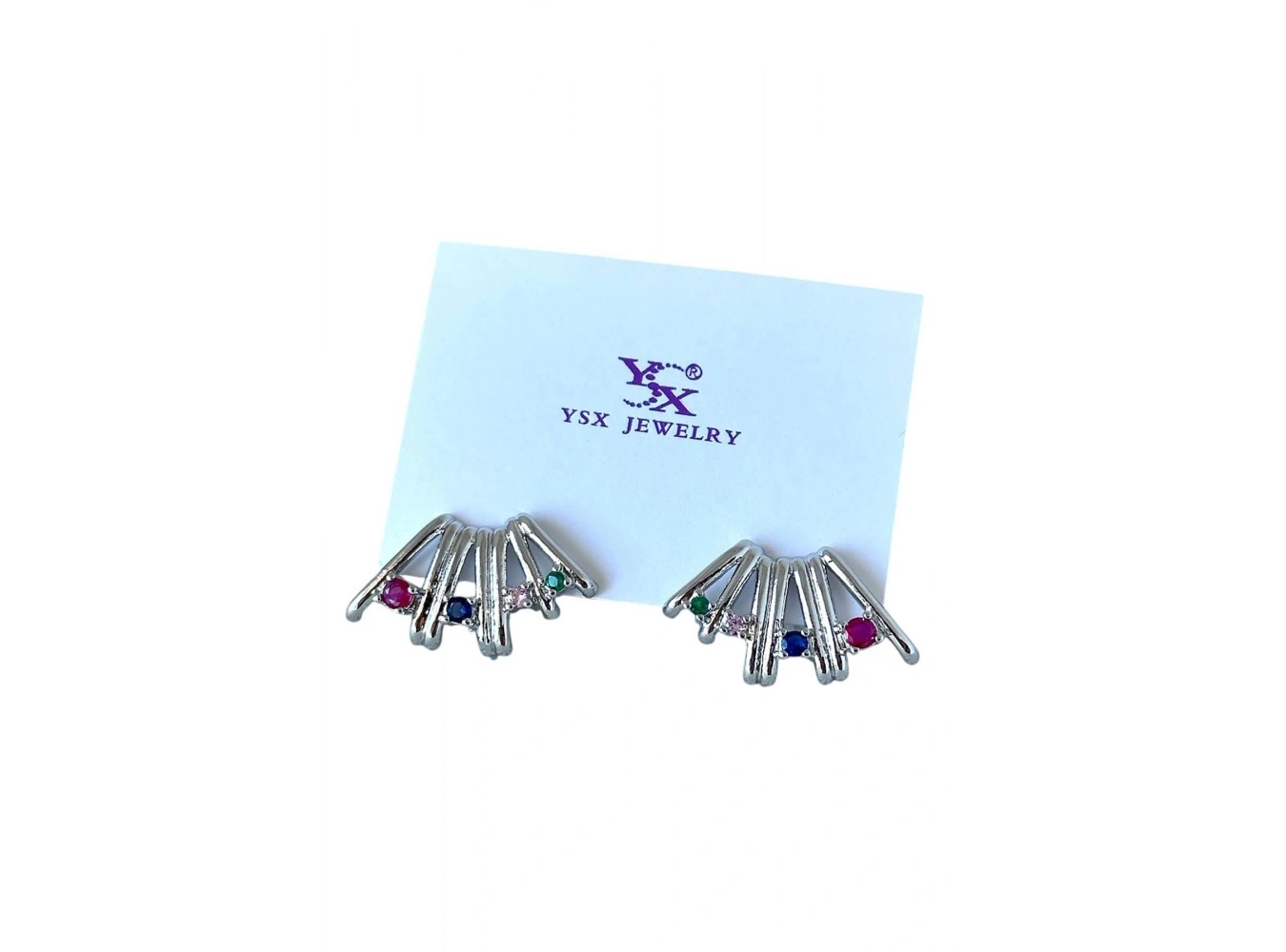 Gümüş Renk Taş Detaylı YSX Küpe (Çift)