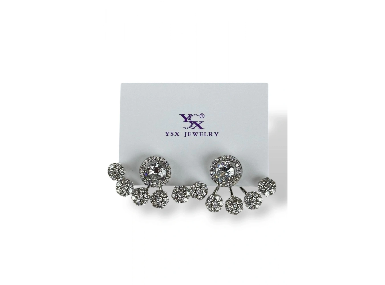 Gümüş Renk Taş Detaylı YSX Küpe (Çift)