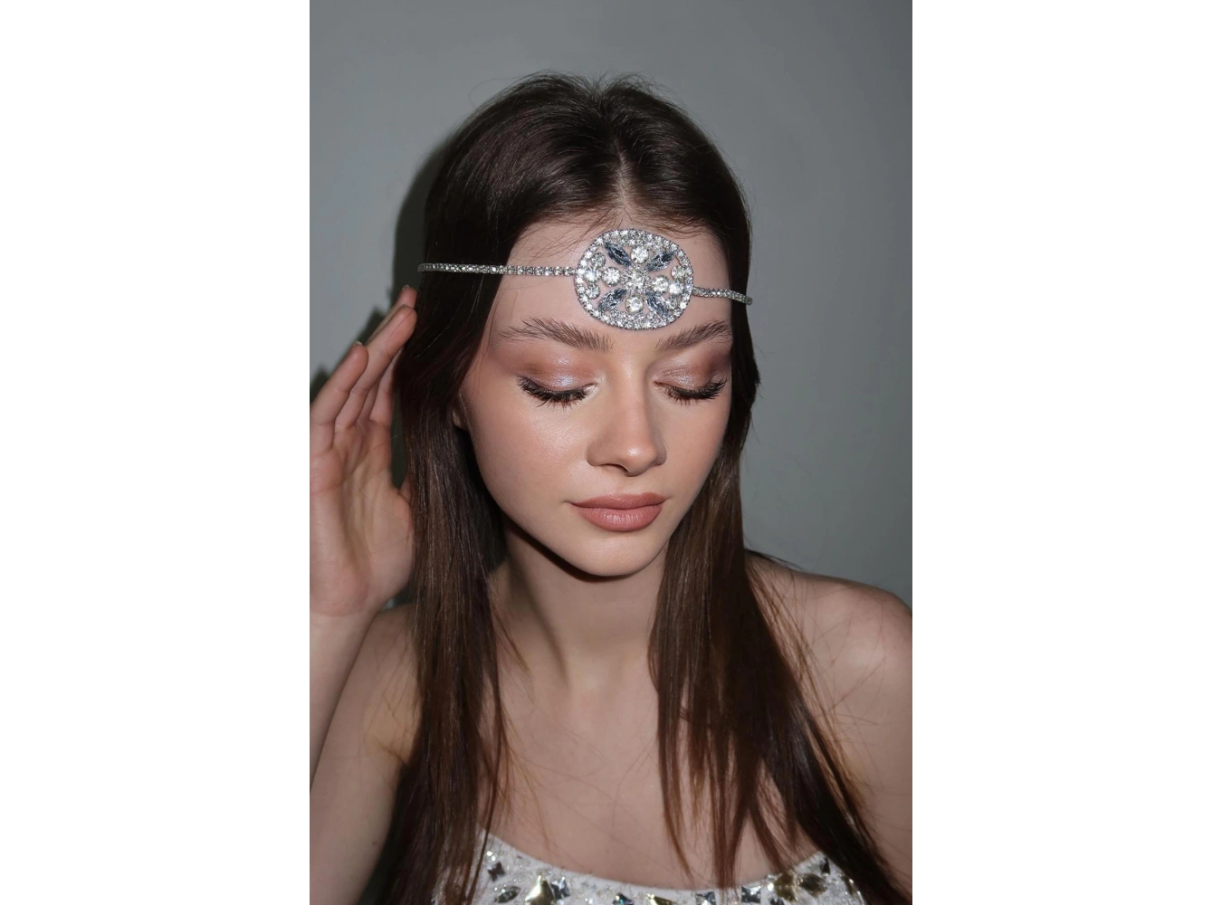 Gümüş Renk taşlı Alınlık/ Gelin Aksesuar