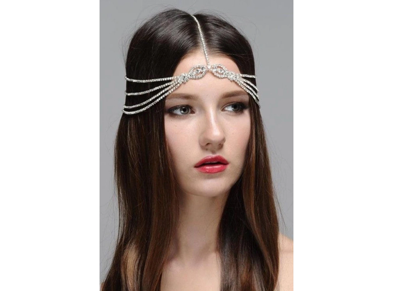 Gümüş Renk Taşlı Alınlık/Gelin Aksesuar