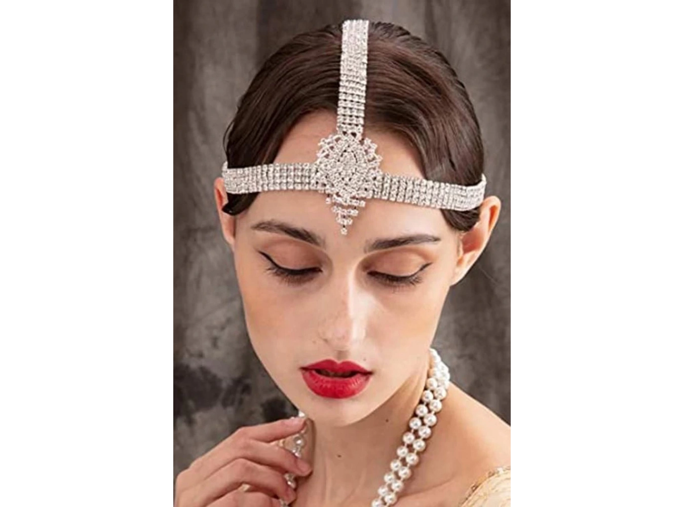 Gümüş Renk Taşlı Alınlık/Gelin Aksesuar