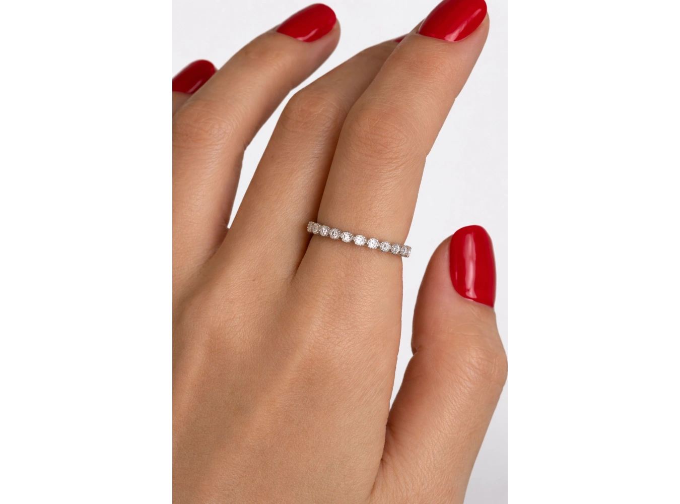 Gümüş Renk Taşlı Ayarlanabilir Yüzük