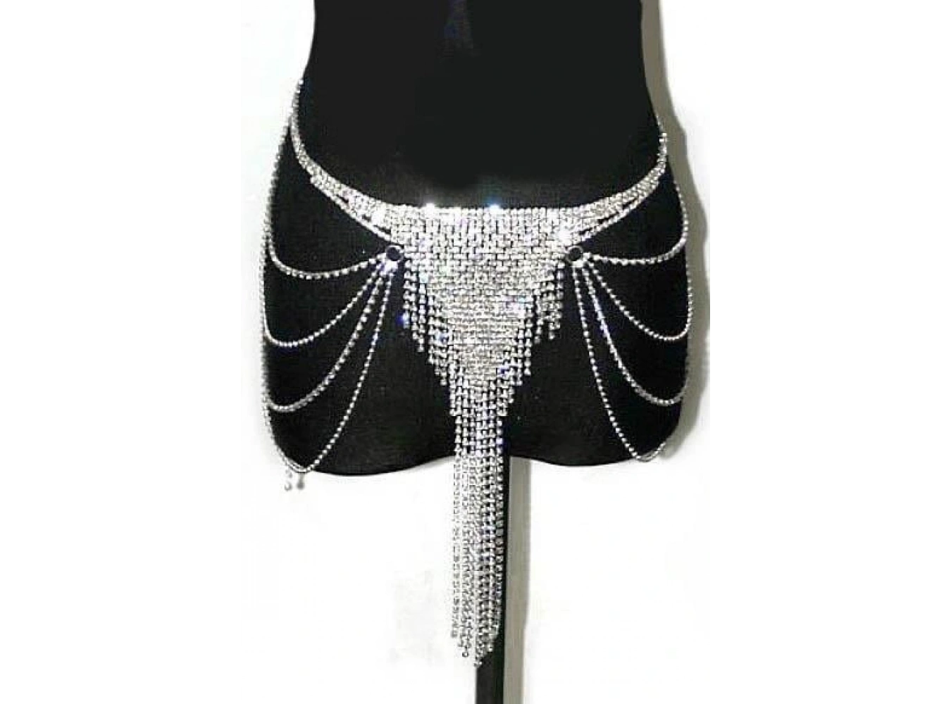 Gümüş Renk Taşlı Bel Zinciri