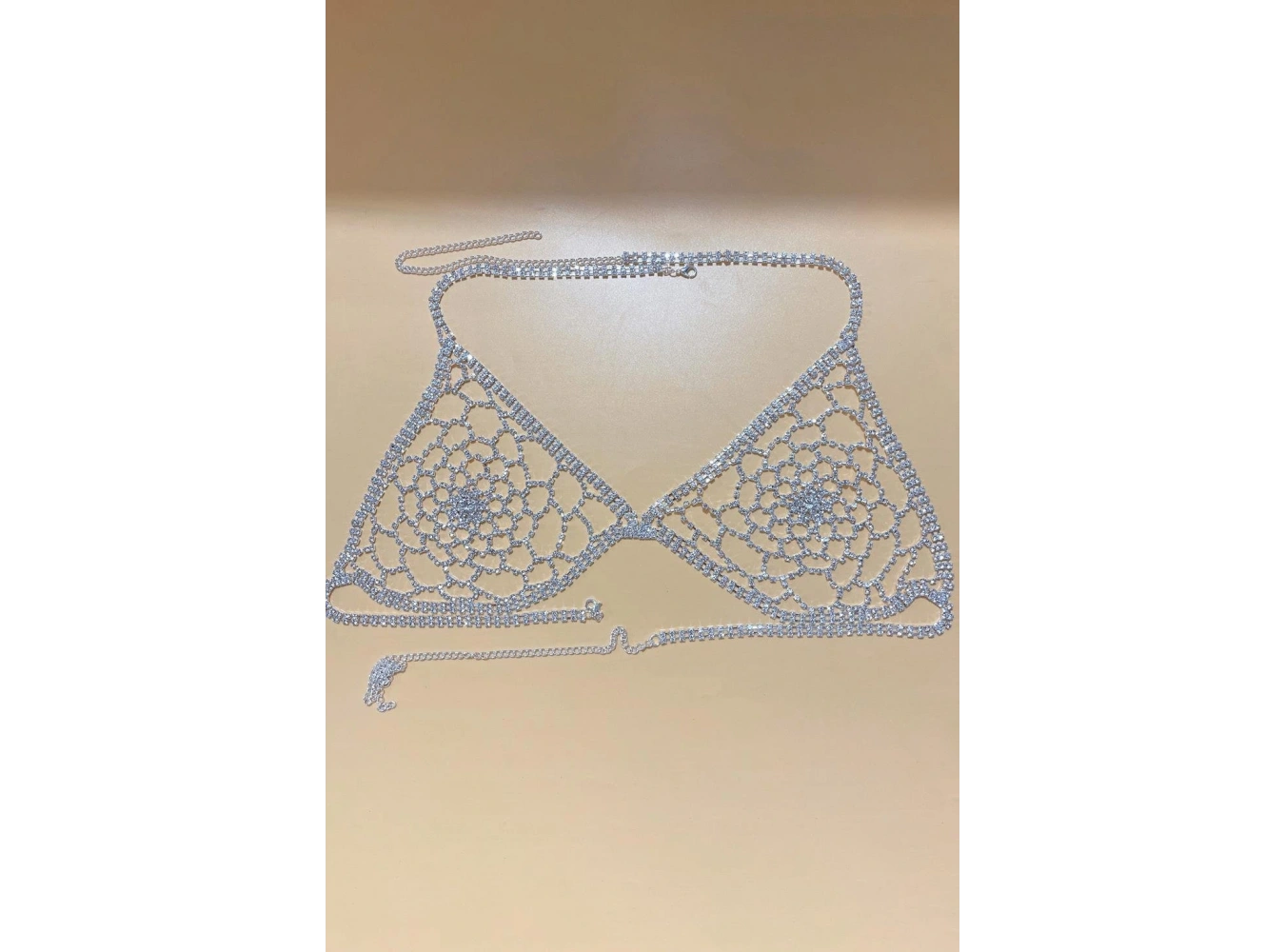 Gümüş Renk Taşlı Bikini Üstü /Bralet /Vücut Aksesuarı