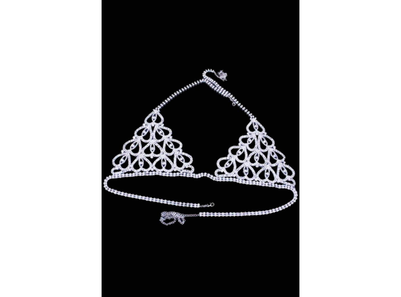 Gümüş Renk Taşlı Bikini Üstü /Bralet /Vücut Aksesuarı