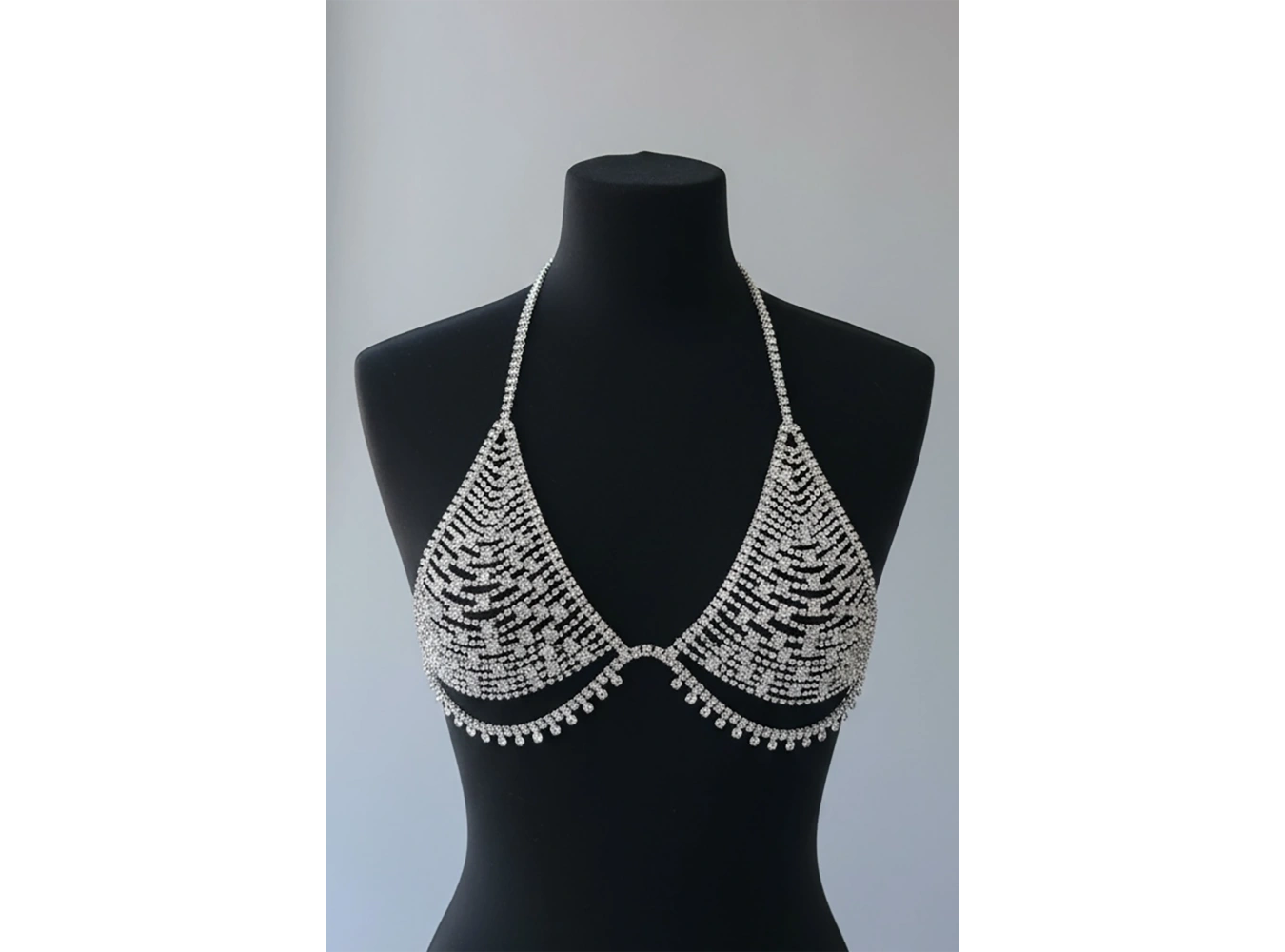 Gümüş Renk Taşlı Bikini Üstü /Bralet /Vücut Aksesuarı