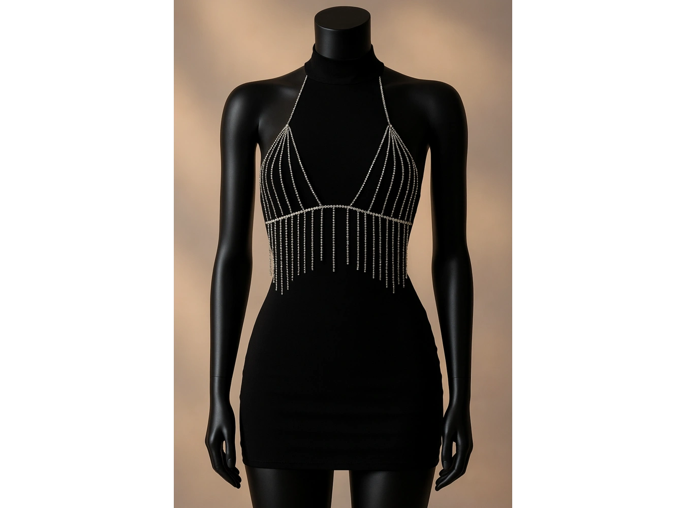 Gümüş Renk Taşlı Bikini Üstü /Bralet /Vücut Aksesuarı