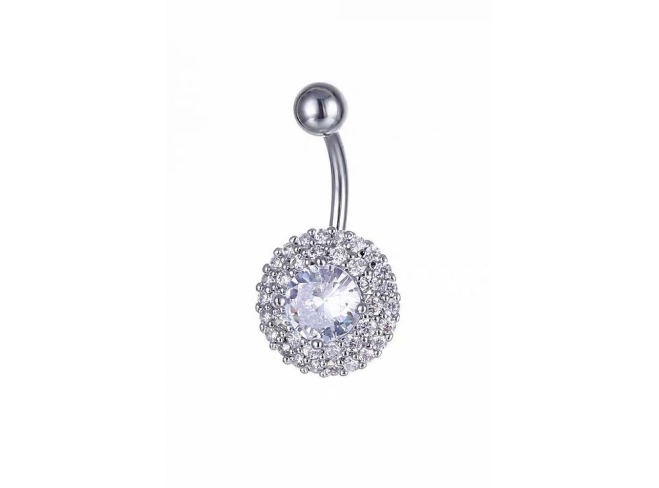 Gümüş Renk Taşlı Cerrahi Çelik Göbek Piercing
