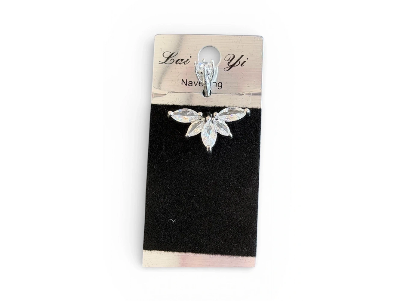 Gümüş Renk Taşlı Cerrahi Çelik Göbek Piercingi