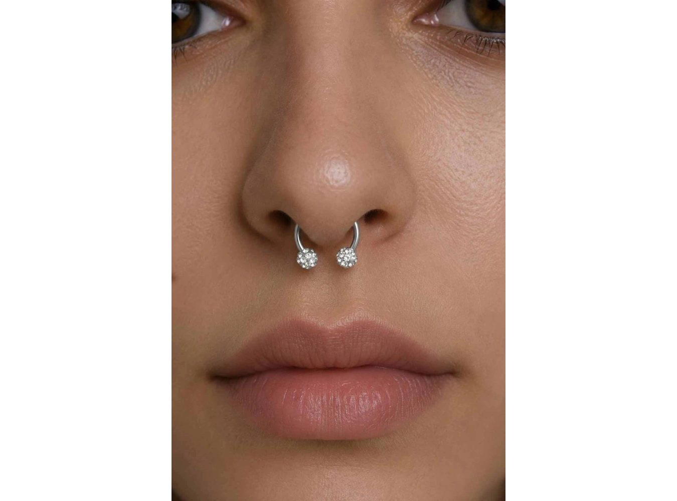 Gümüş Renk Taşlı Cerrahi Çelik  Septum Piercing