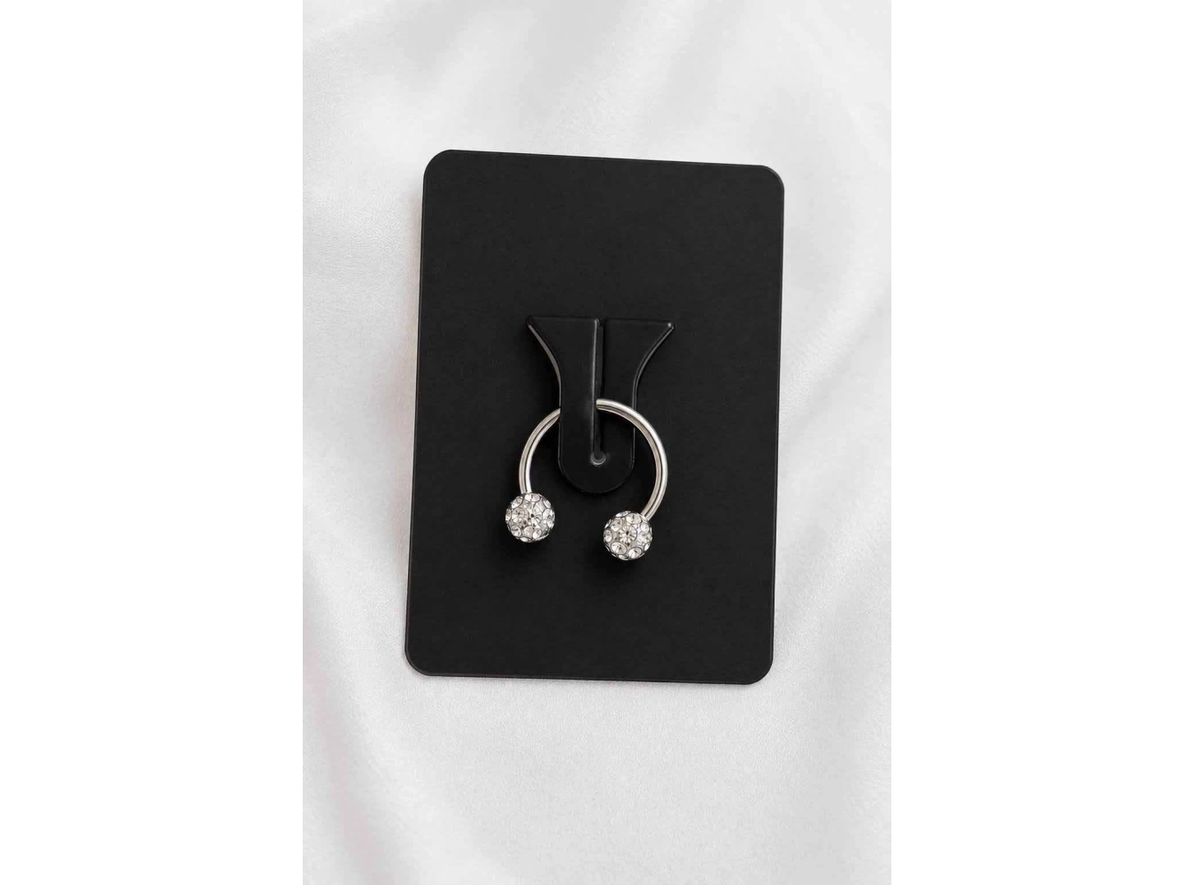 Gümüş Renk Taşlı Cerrahi Çelik  Septum Piercing