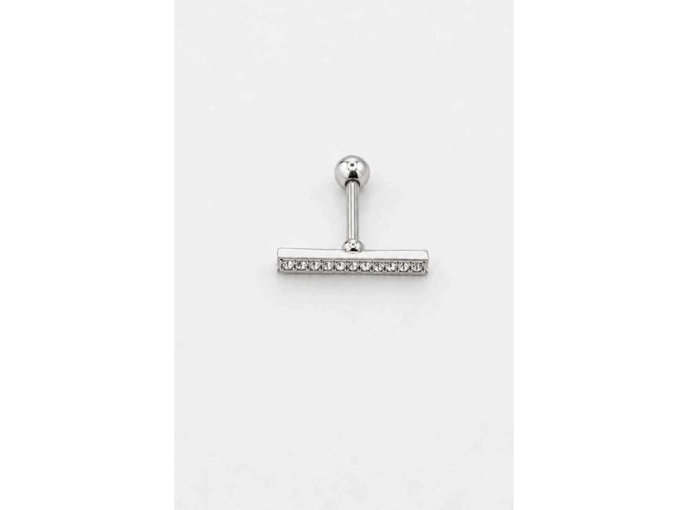 Gümüş  Renk  Taşlı Cerrahi Çelik Tragus/Kıkırdak Küpe/Piercing (Tek)