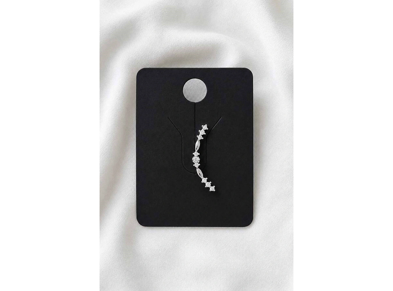 Gümüş Renk Taşlı  Cerrahi Çelik Tragus/Kıkırdak Küpe/Piercing (Tek)