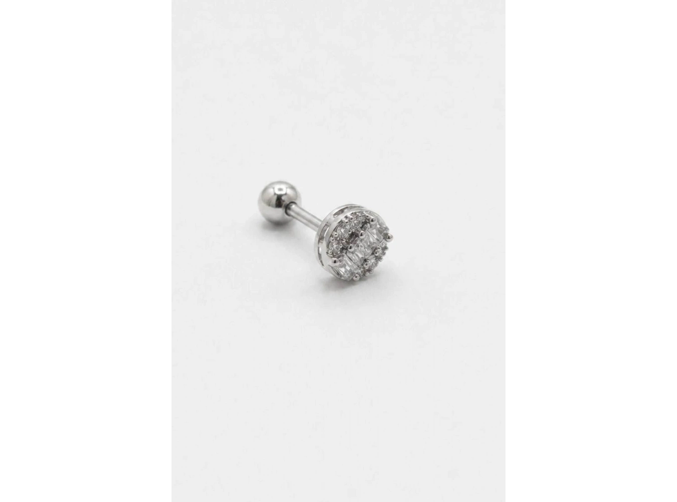 Gümüş  Renk  Taşlı Cerrahi Çelik Tragus/Kıkırdak Küpe/Piercing (Tek)