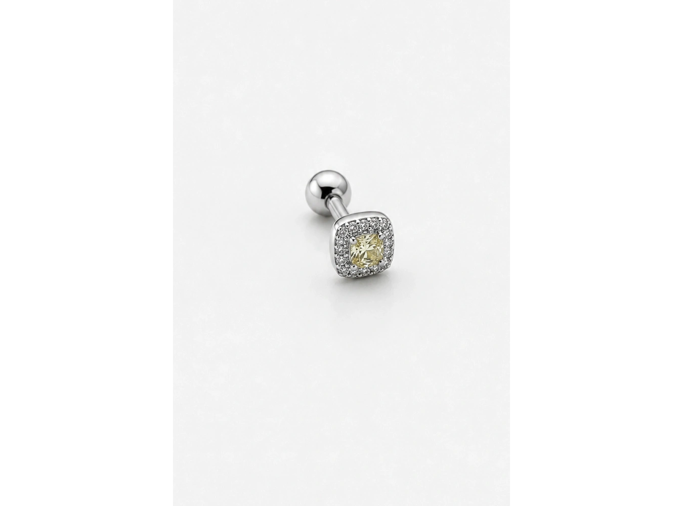 Gümüş  Renk  Taşlı Cerrahi Çelik Tragus/Kıkırdak Küpe/Piercing (Tek)