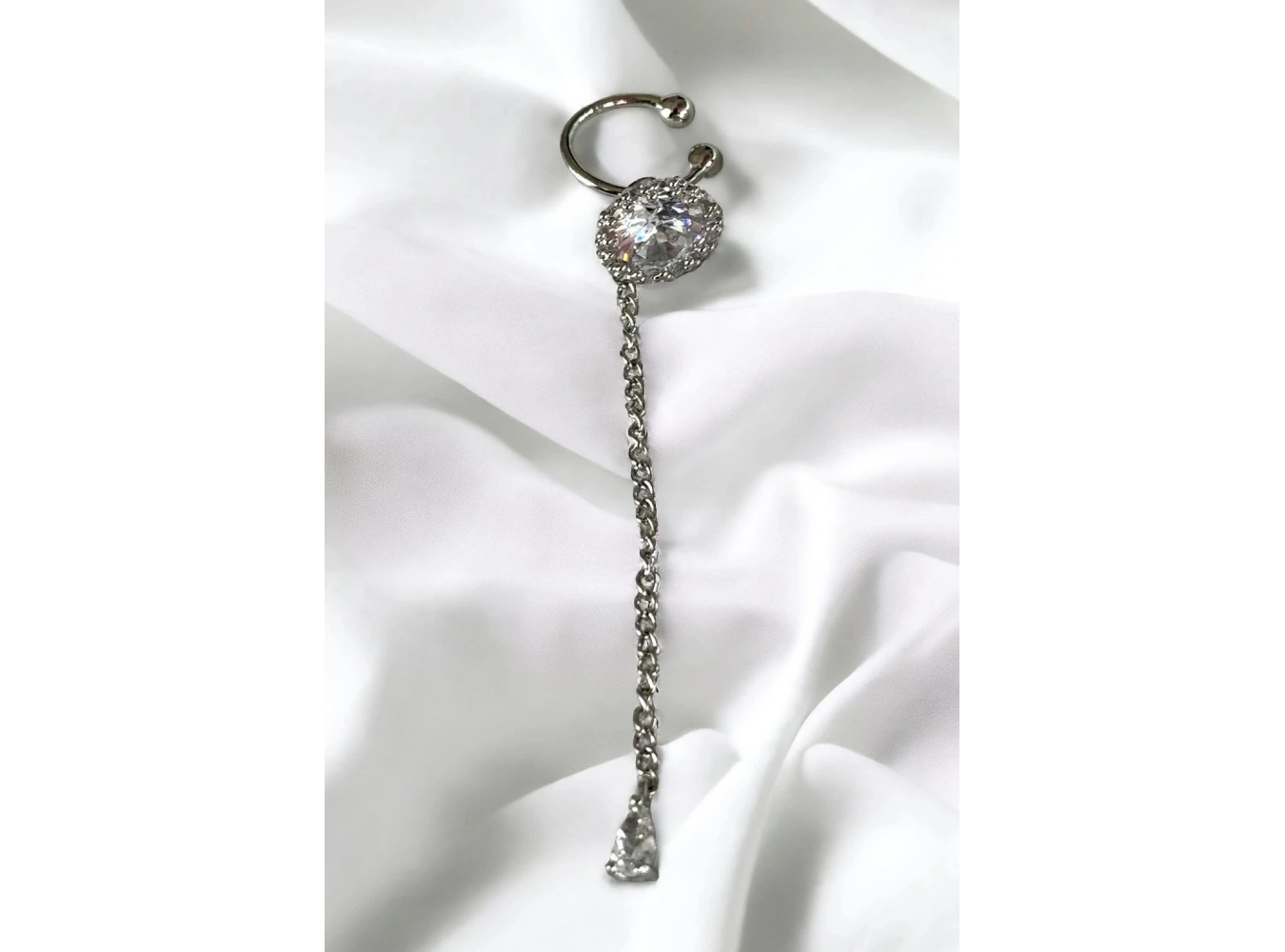 Gümüş Renk Taşlı Ear Cuff (Tek)