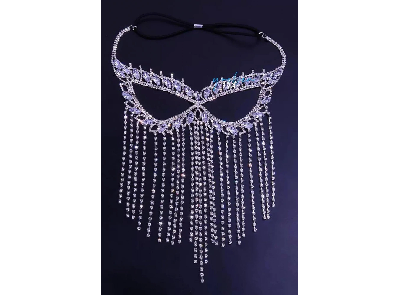 Gümüş Renk Taşlı Parti Maskesi