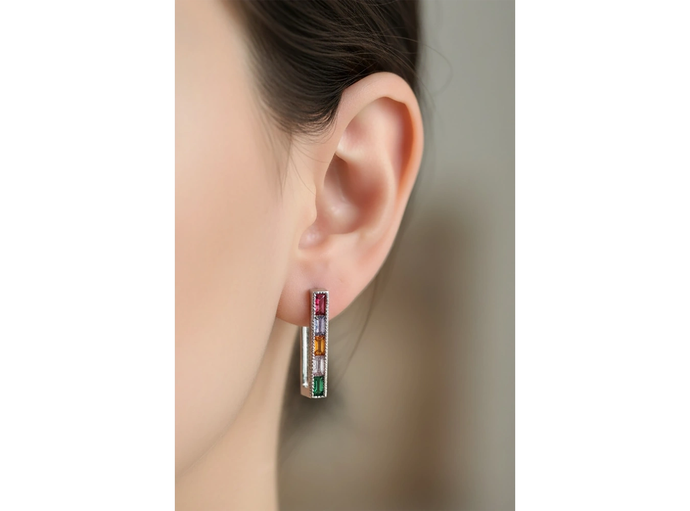 Gümüş Renk Taşlı Tx Küpe (Çift)