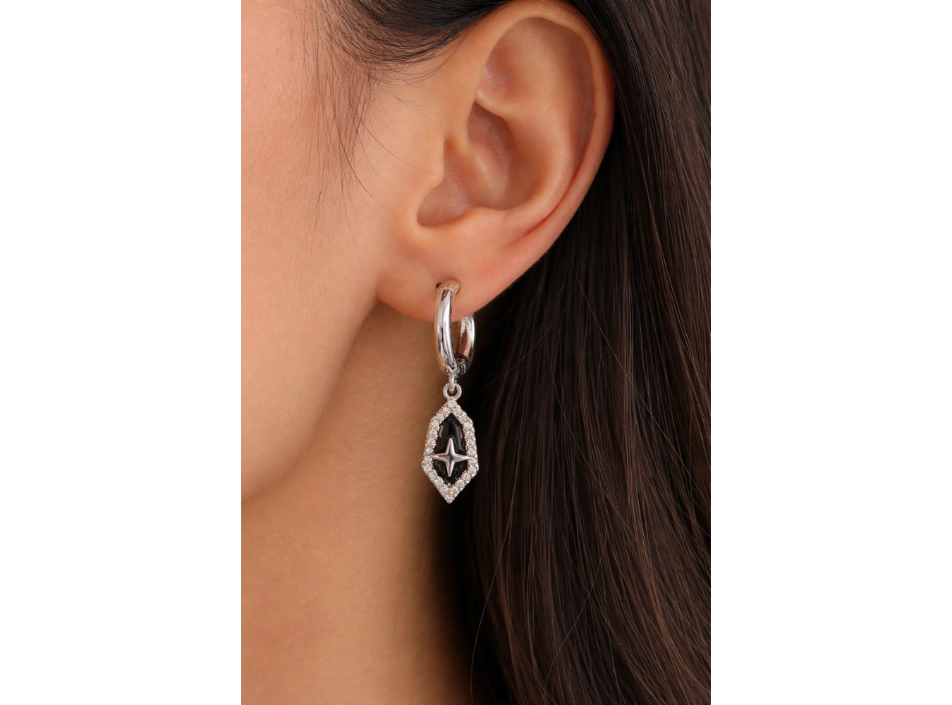 Gümüş Renk Taşlı Tx Küpe (Çift)