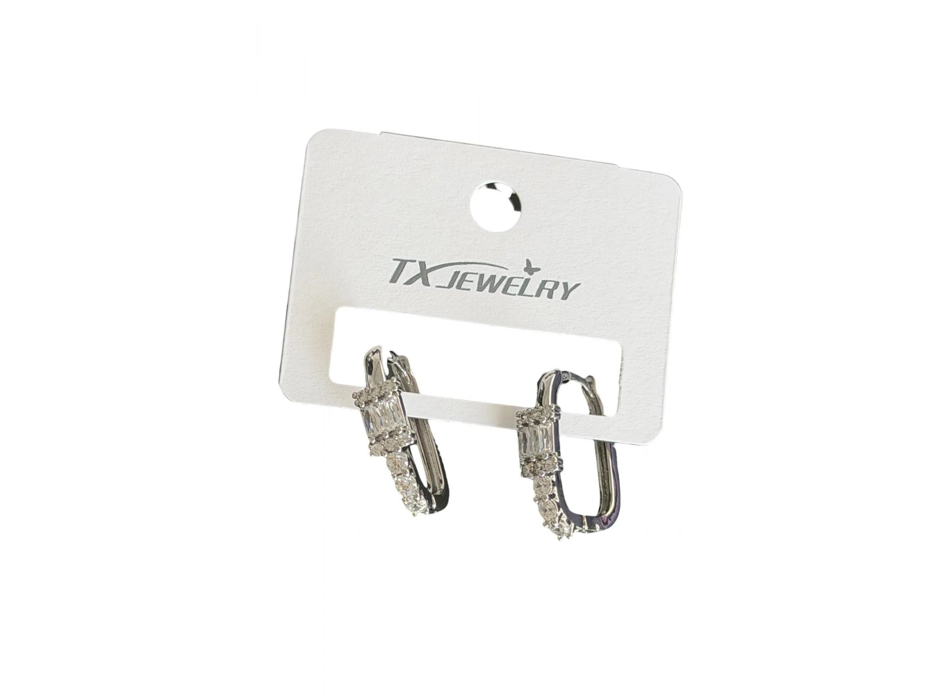 Gümüş Renk Taşlı Tx Küpe (Çift)