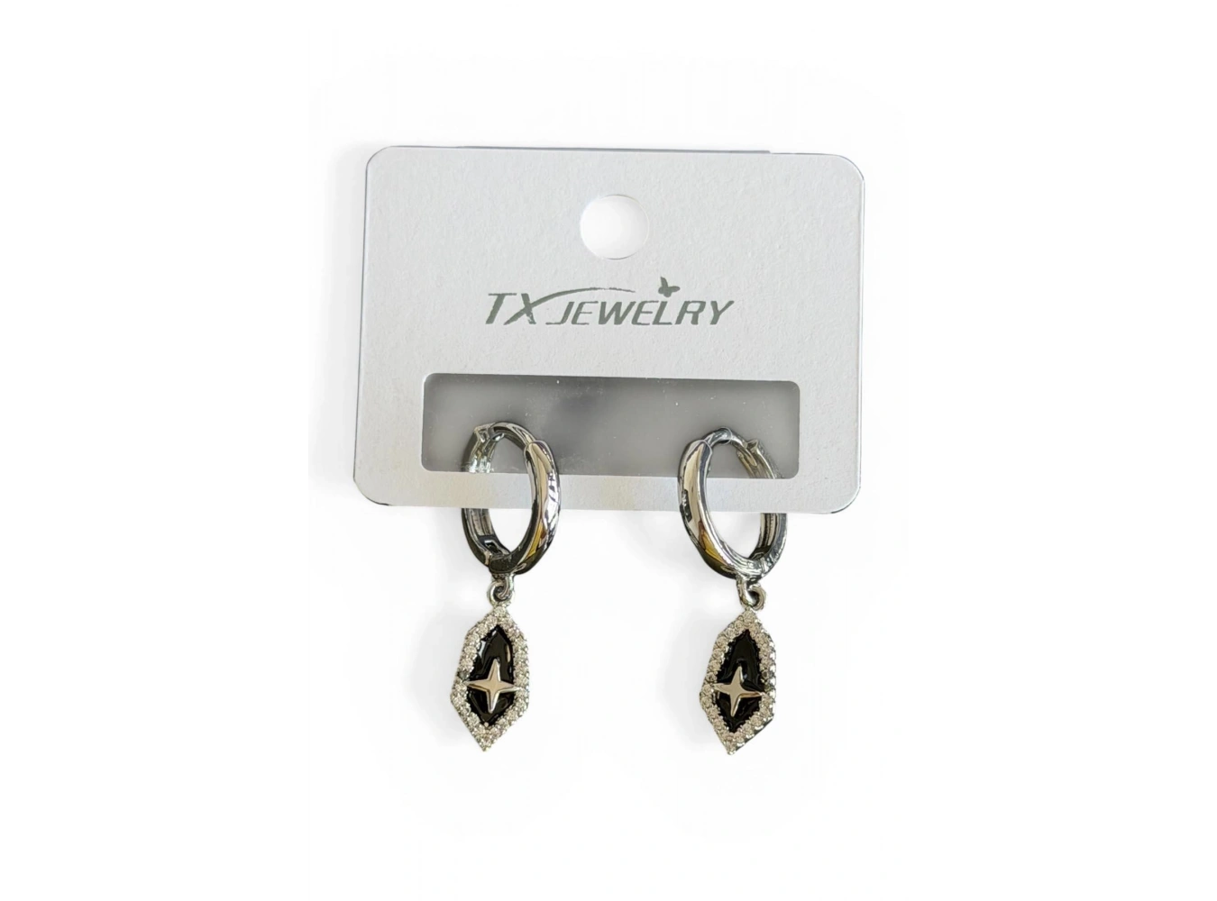 Gümüş Renk Taşlı Tx Küpe (Çift)