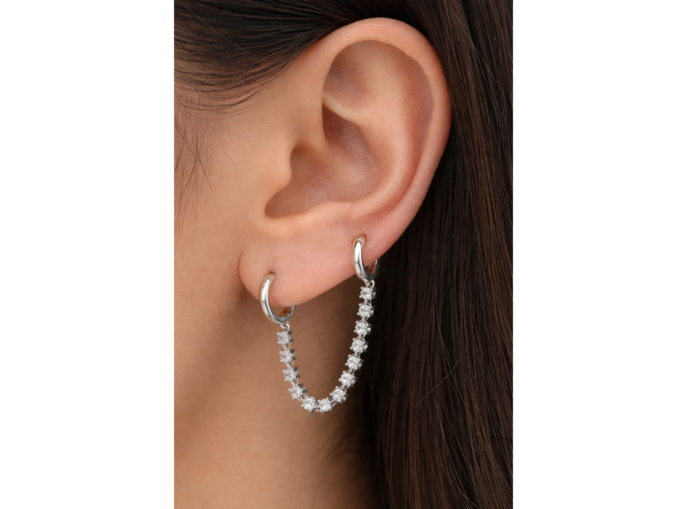 Gümüş Renk Taşlı Tx Küpe (Tek)