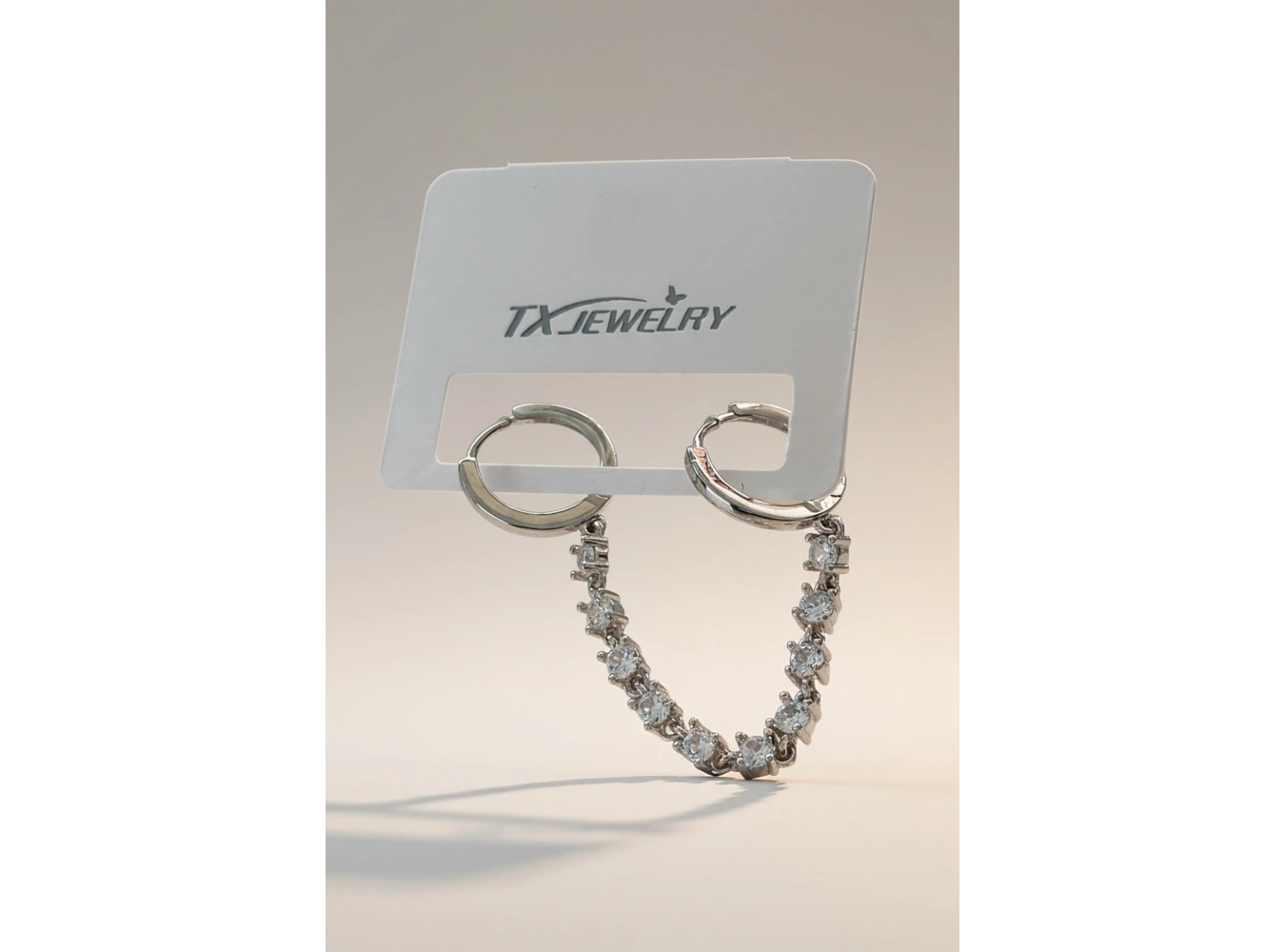 Gümüş Renk Taşlı Tx Küpe (Tek)