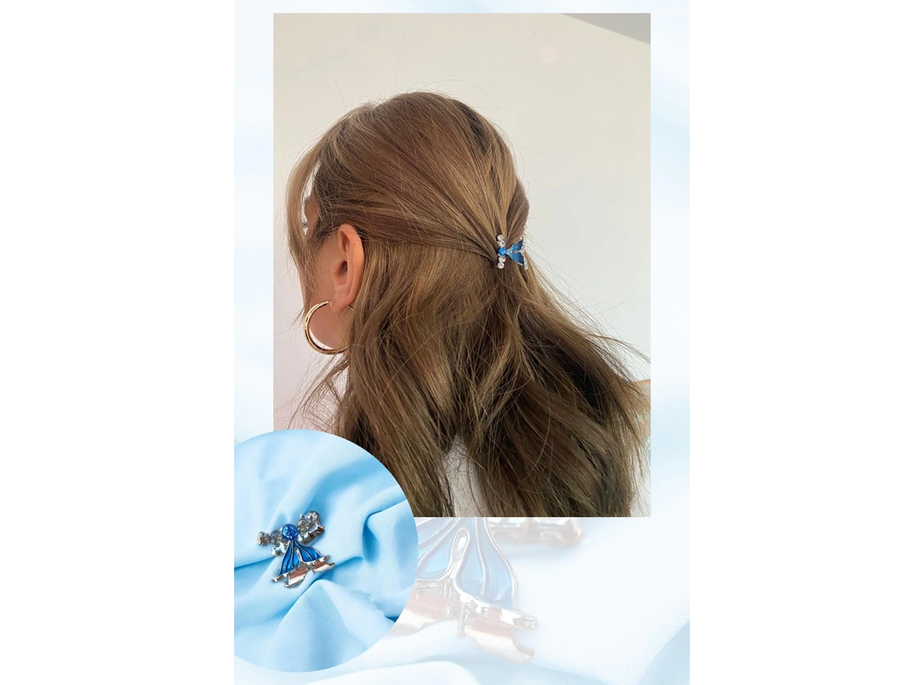 Gümüş Renk Taşlı Yan Toka ( Tek )