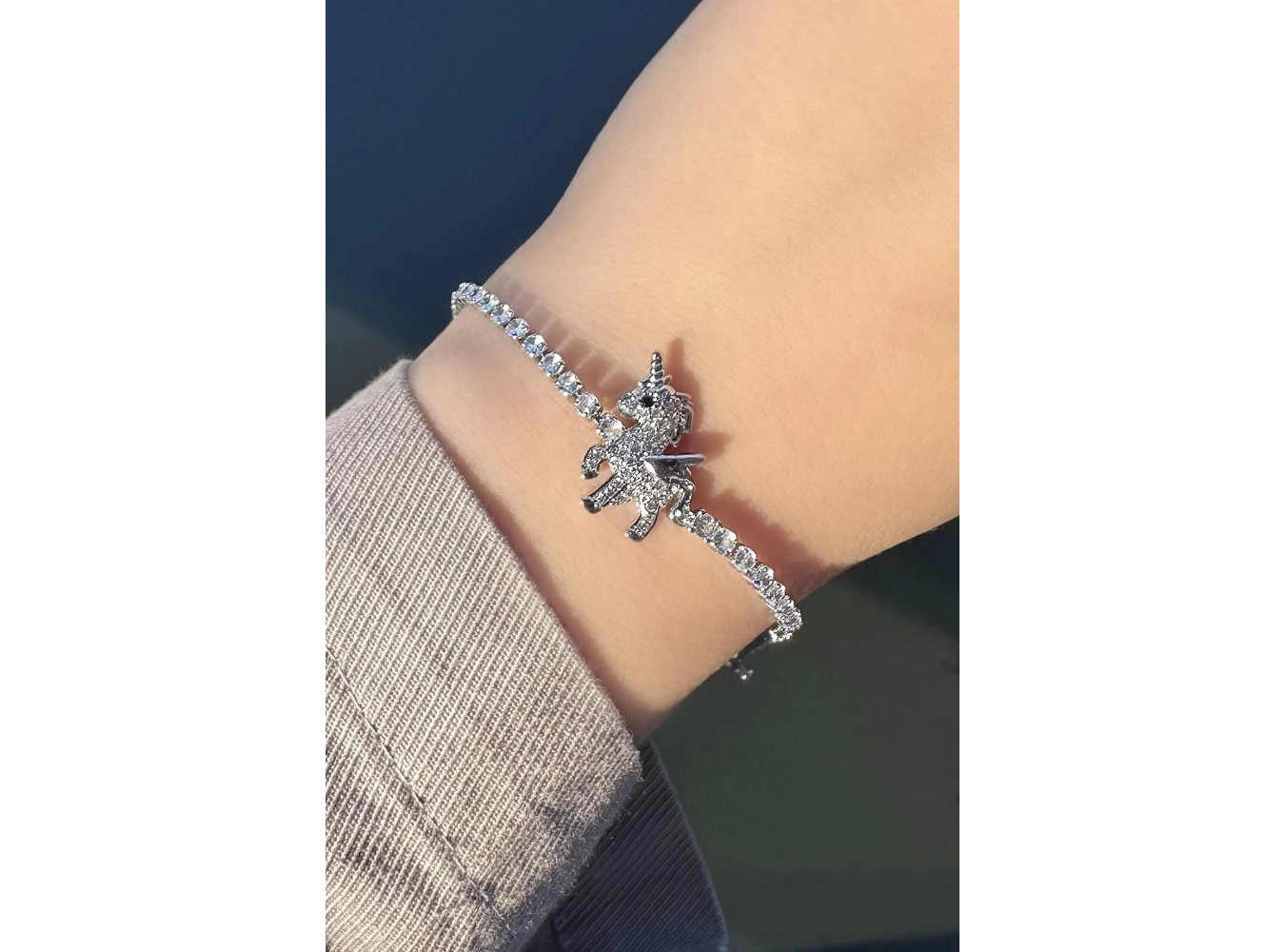 Gümüş Renk Unicorn Figürlü Su Yolu Bileklik