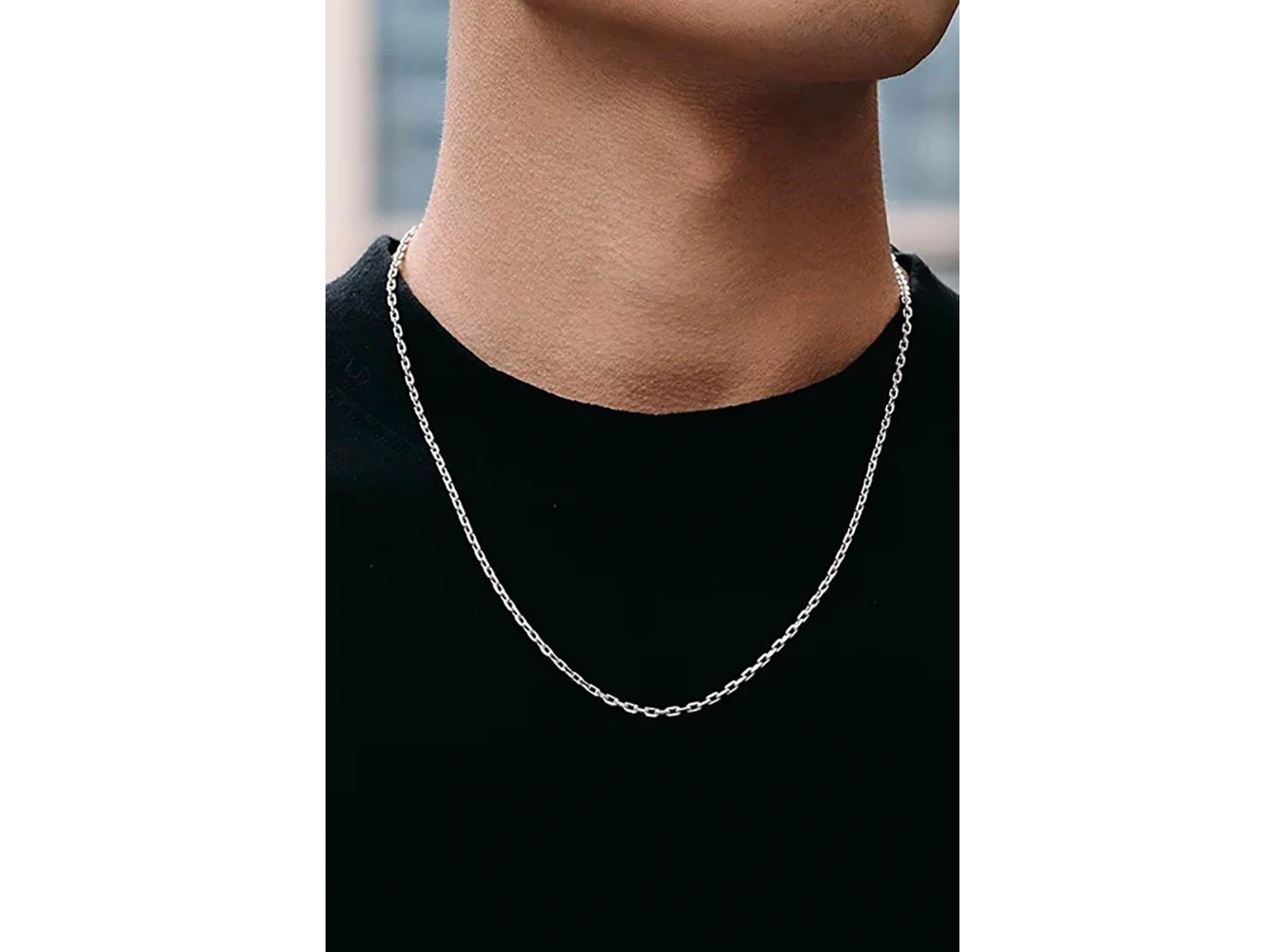 Gümüş Renk Unisex Çelik Zincir Kolye