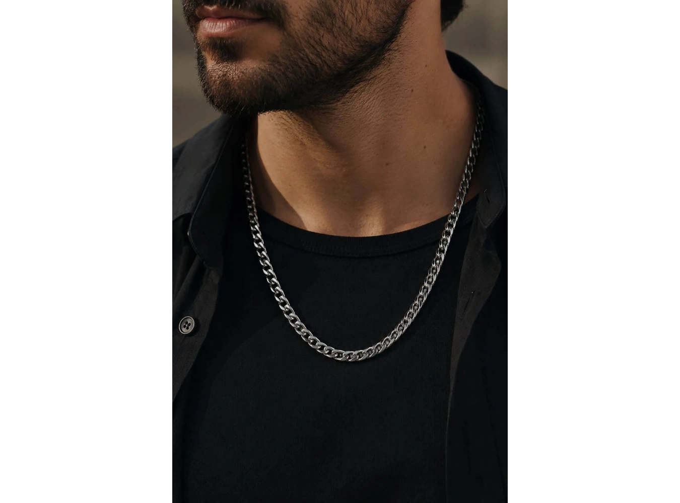 Gümüş Renk Unisex Çelik Zincir Kolye