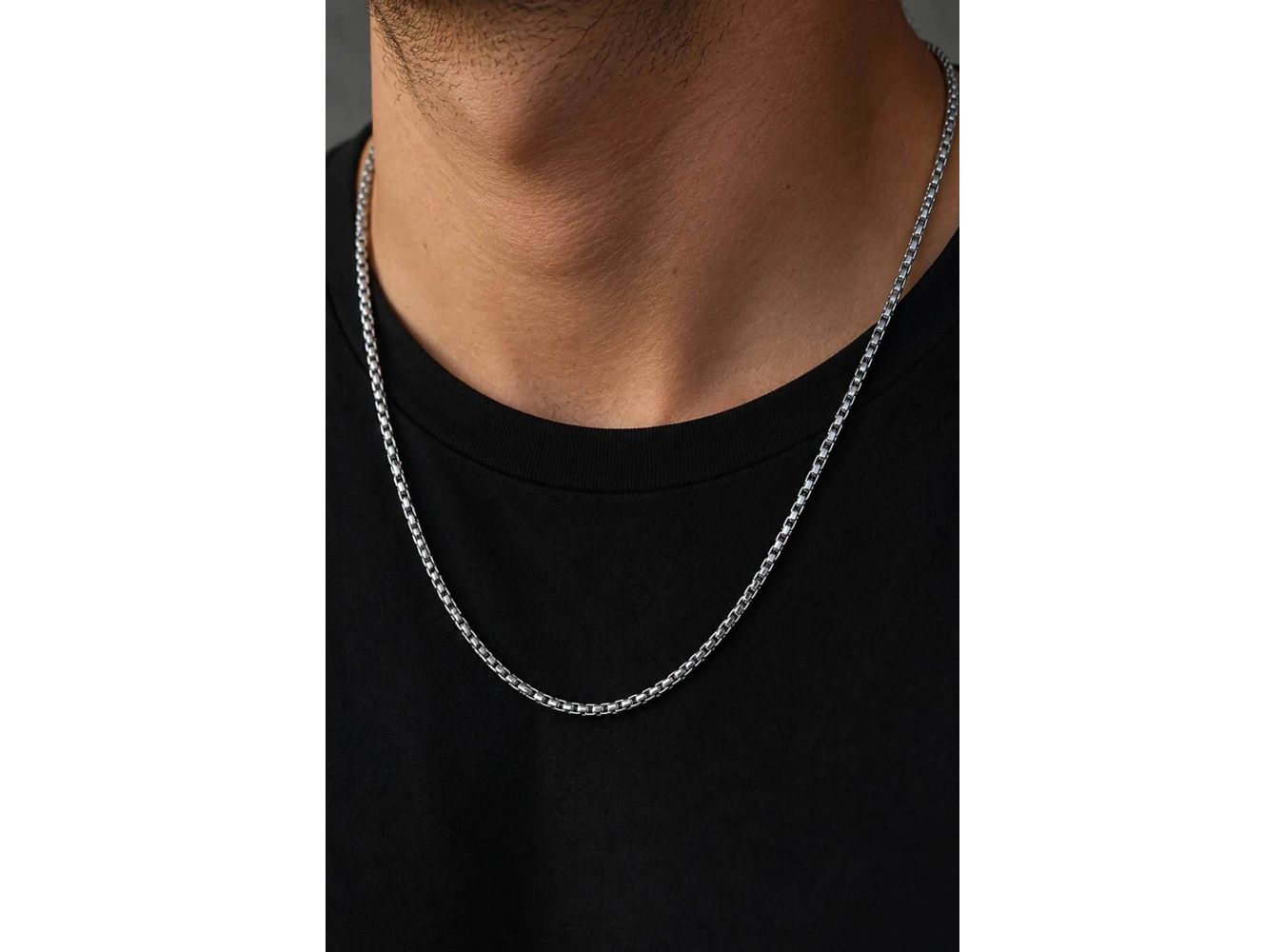 Gümüş Renk Unisex Çelik Zincir Kolye