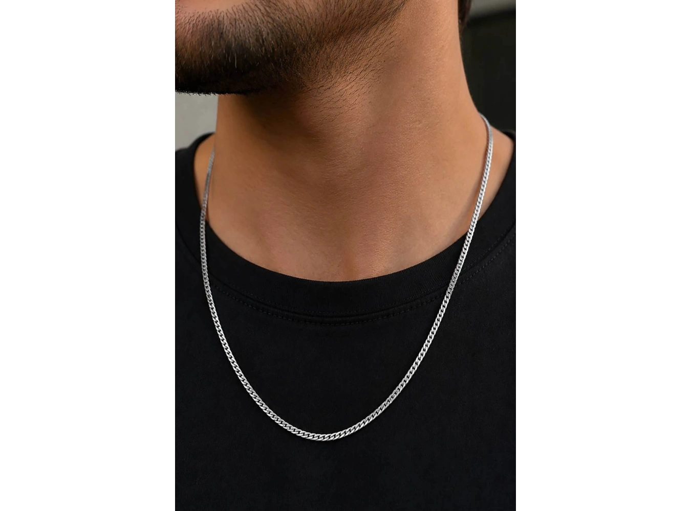 Gümüş Renk Unisex Çelik Zincir Kolye