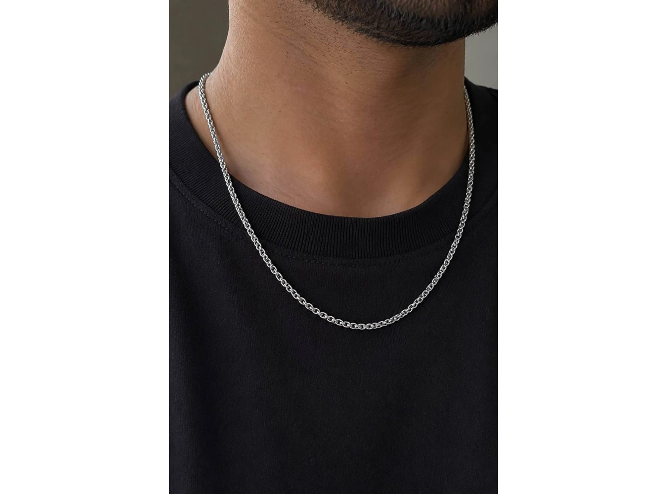 Gümüş Renk Unisex Çelik Zincir Kolye