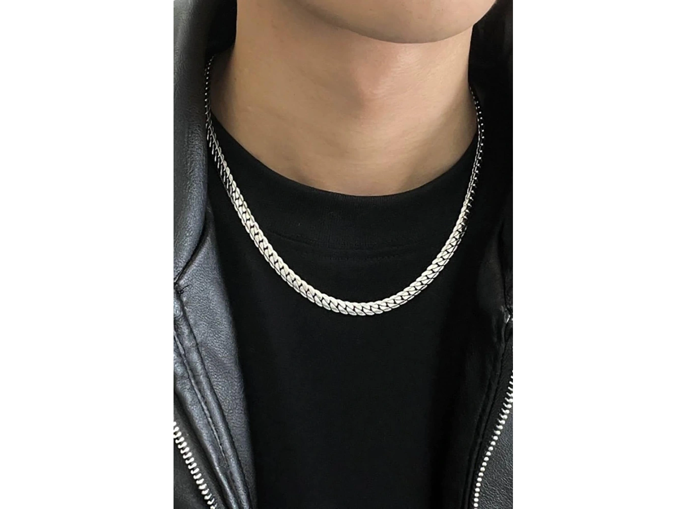 Gümüş Renk Unisex Çelik Zincir Kolye